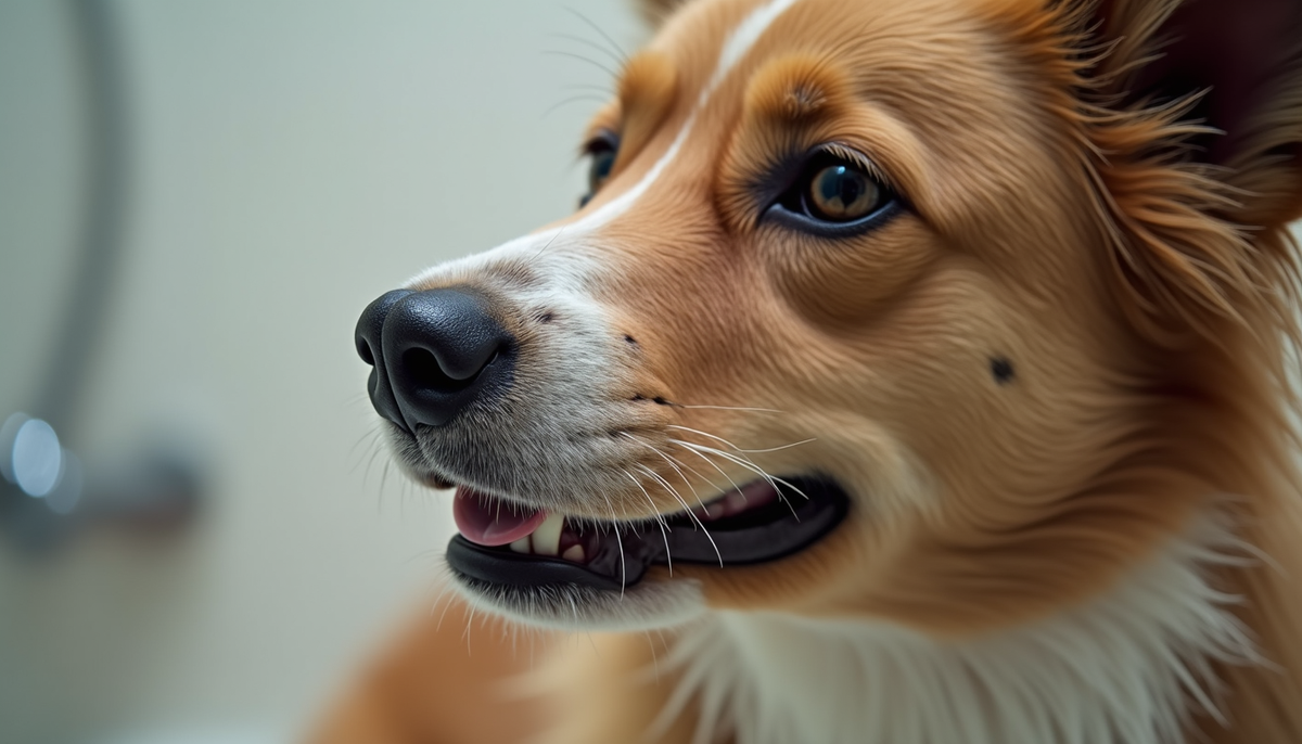 Close-up view of a dog’s skin and coat after a bath showing clean fur