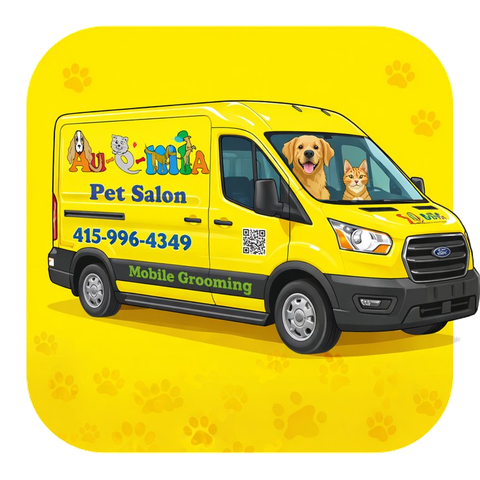 AU-Q-MIA yellow mobile grooming van